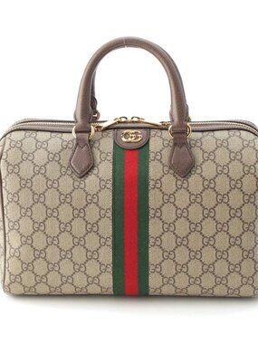 Gucci Ophidia GG Supreme 2-Way Shoulder Boston Bag Beige